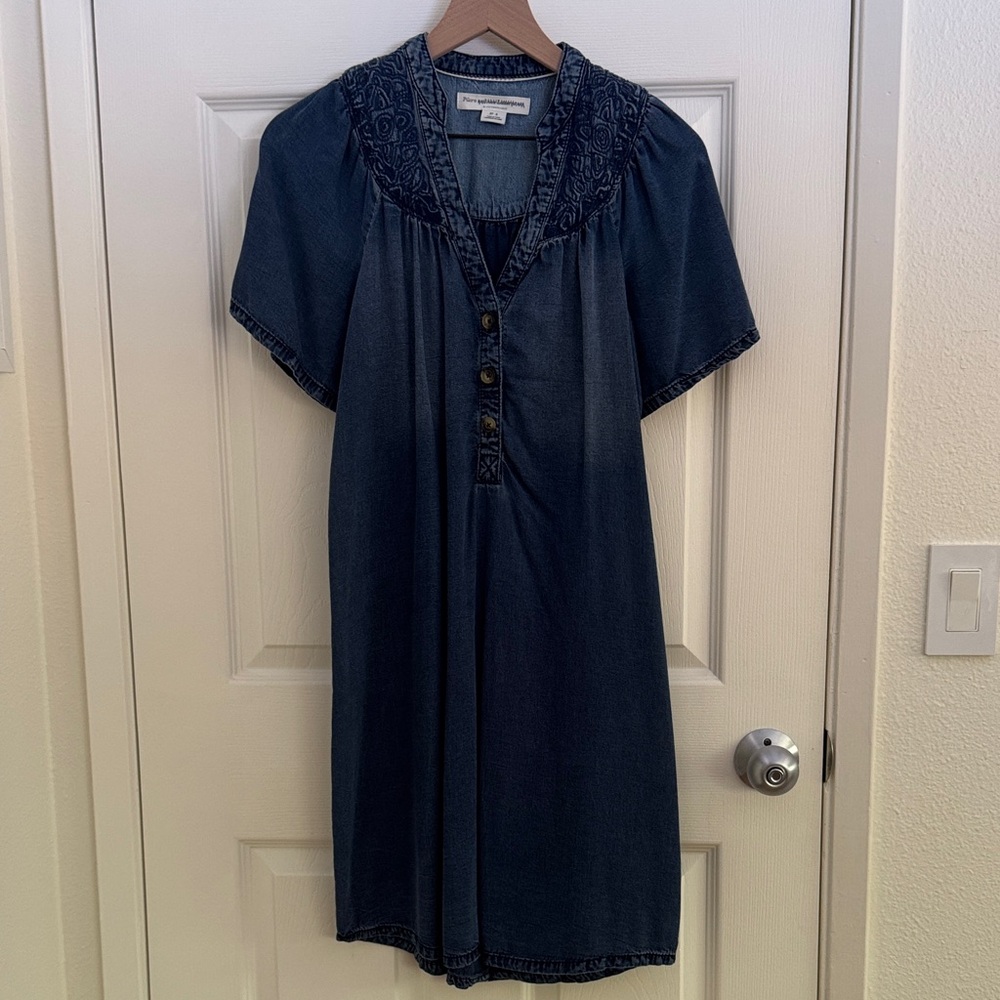 Pilcro and the Letterpress Denim Blue Midi Dress